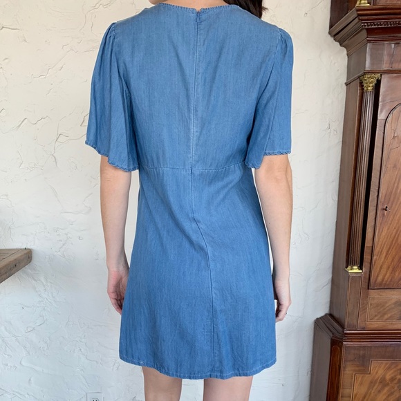 LOVERS + FRIENDS chambray lace up dress with flare - Picture 3 of 5